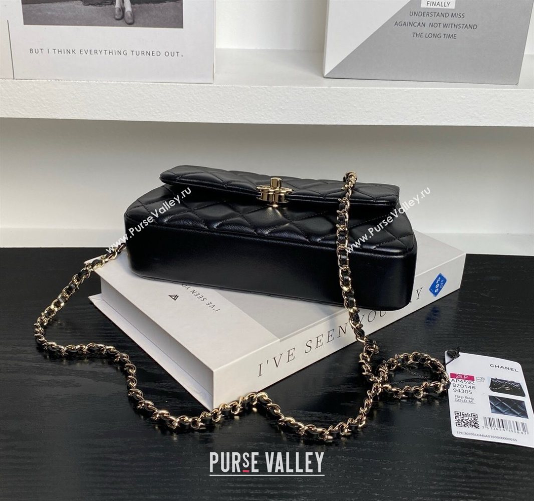 Chanel Lambskin Clutch with Chain AP4592 Black 2025 (yezi-250526022)