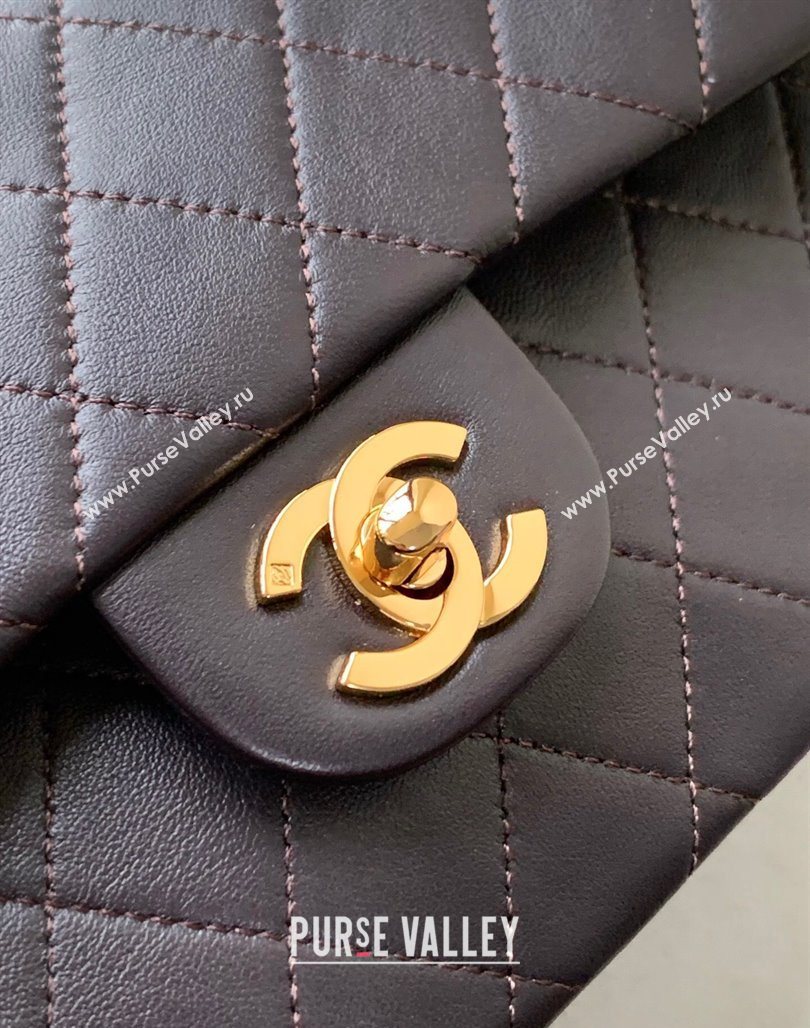 Chanel Vintage Lambskin Medium Flap Bag Chocolate Brown 2025 CH032701 (yezi-250526025)