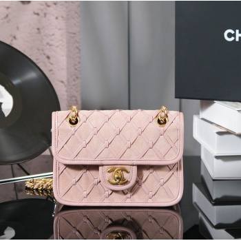 Chanel Suede Braided Calfskin Mini Flap Bag AS4797 Light Pink 2025 (yezi-250526004)