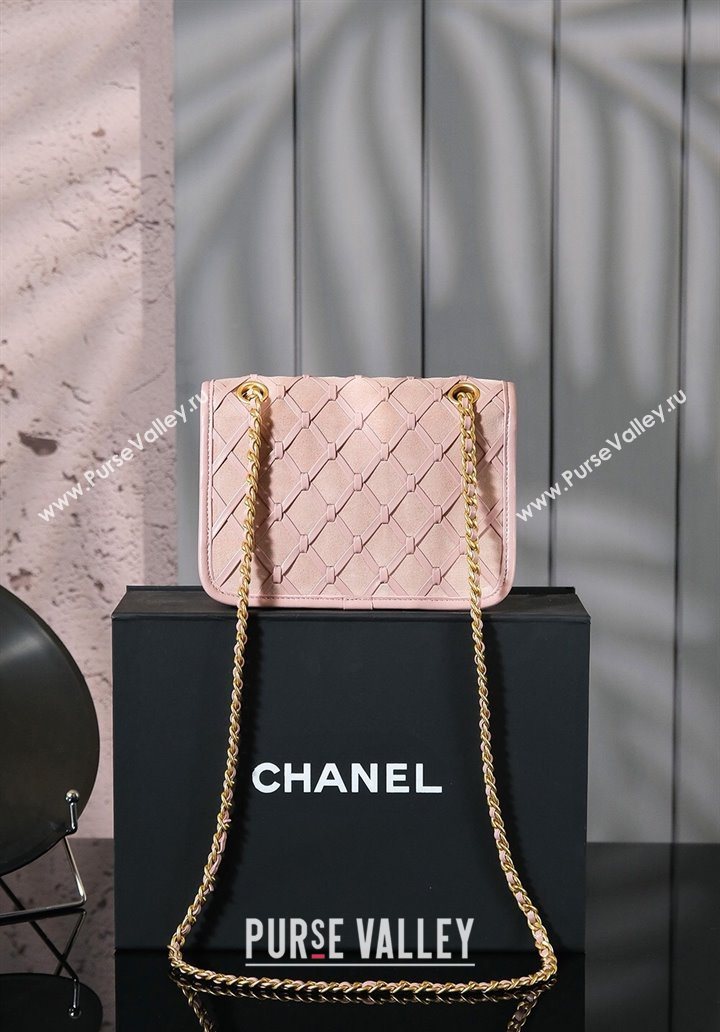 Chanel Suede Braided Calfskin Mini Flap Bag AS4797 Light Pink 2025 (yezi-250526004)