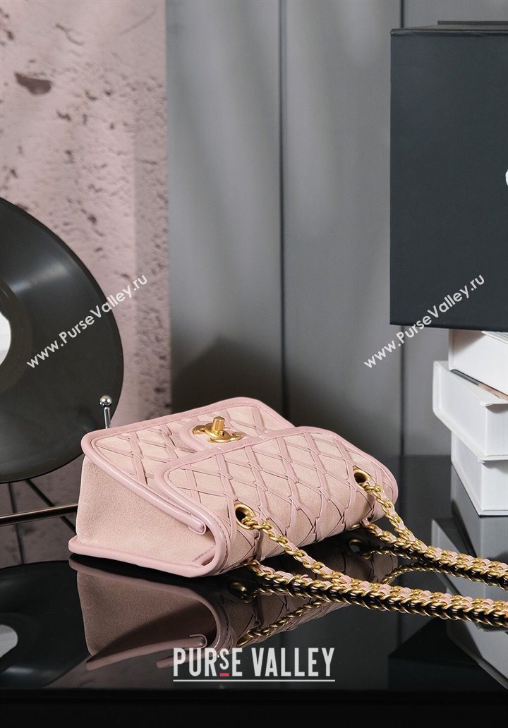 Chanel Suede Braided Calfskin Mini Flap Bag AS4797 Light Pink 2025 (yezi-250526004)