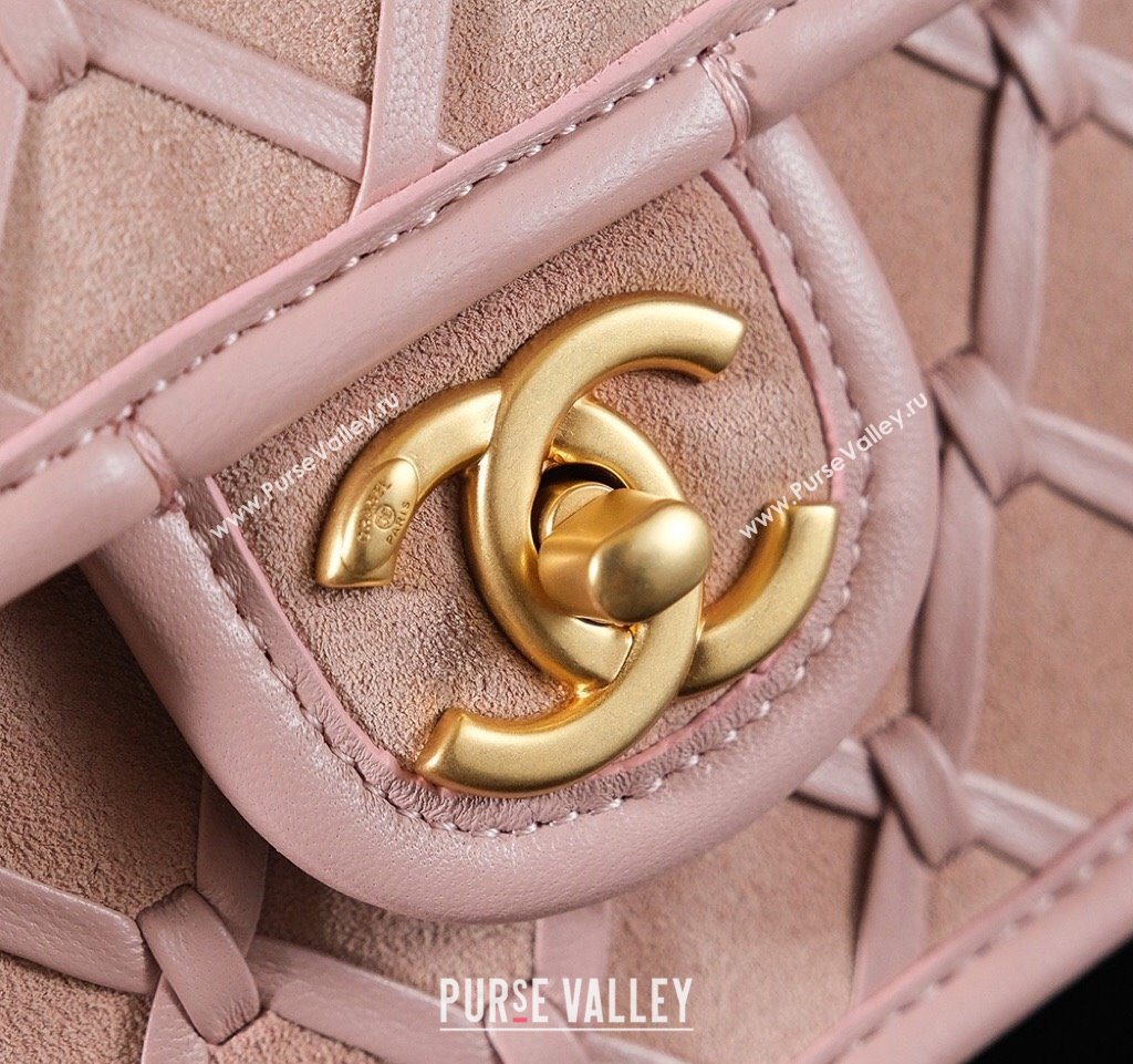Chanel Suede Braided Calfskin Mini Flap Bag AS4797 Light Pink 2025 (yezi-250526004)
