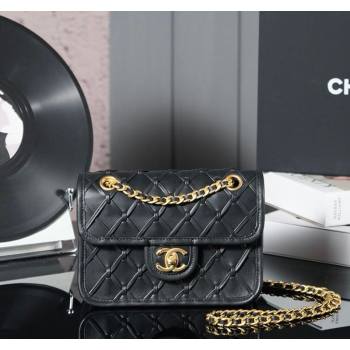 Chanel Braided Calfskin Leather Mini Flap Bag AS4797 Black 2025 (yezi-250526006)
