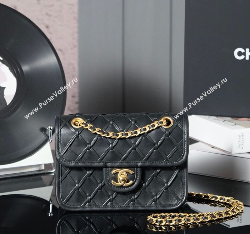 Chanel Braided Calfskin Leather Mini Flap Bag AS4797 Black 2025 (yezi-250526006)