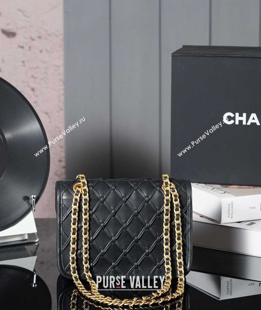 Chanel Braided Calfskin Leather Mini Flap Bag AS4797 Black 2025 (yezi-250526006)