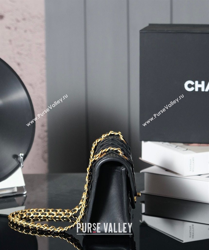 Chanel Braided Calfskin Leather Mini Flap Bag AS4797 Black 2025 (yezi-250526006)