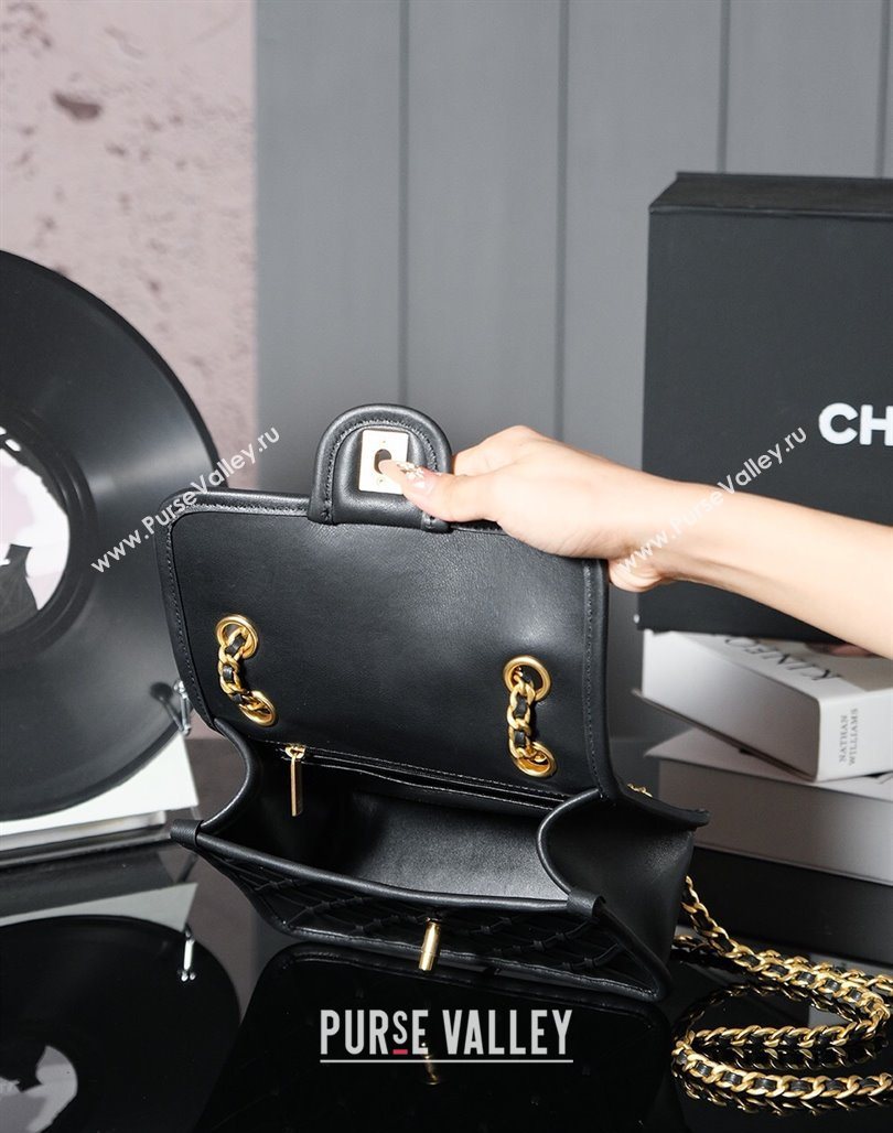 Chanel Braided Calfskin Leather Mini Flap Bag AS4797 Black 2025 (yezi-250526006)