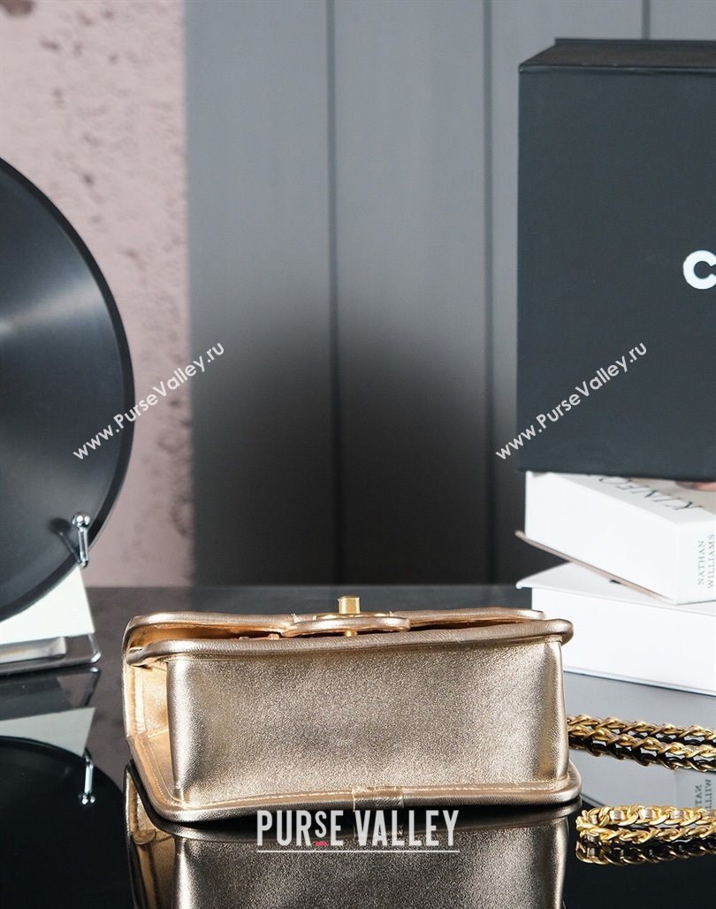 Chanel Metallized Braided Calfskin Mini Flap Bag AS4797 Gold 2025 (yezi-250526007)