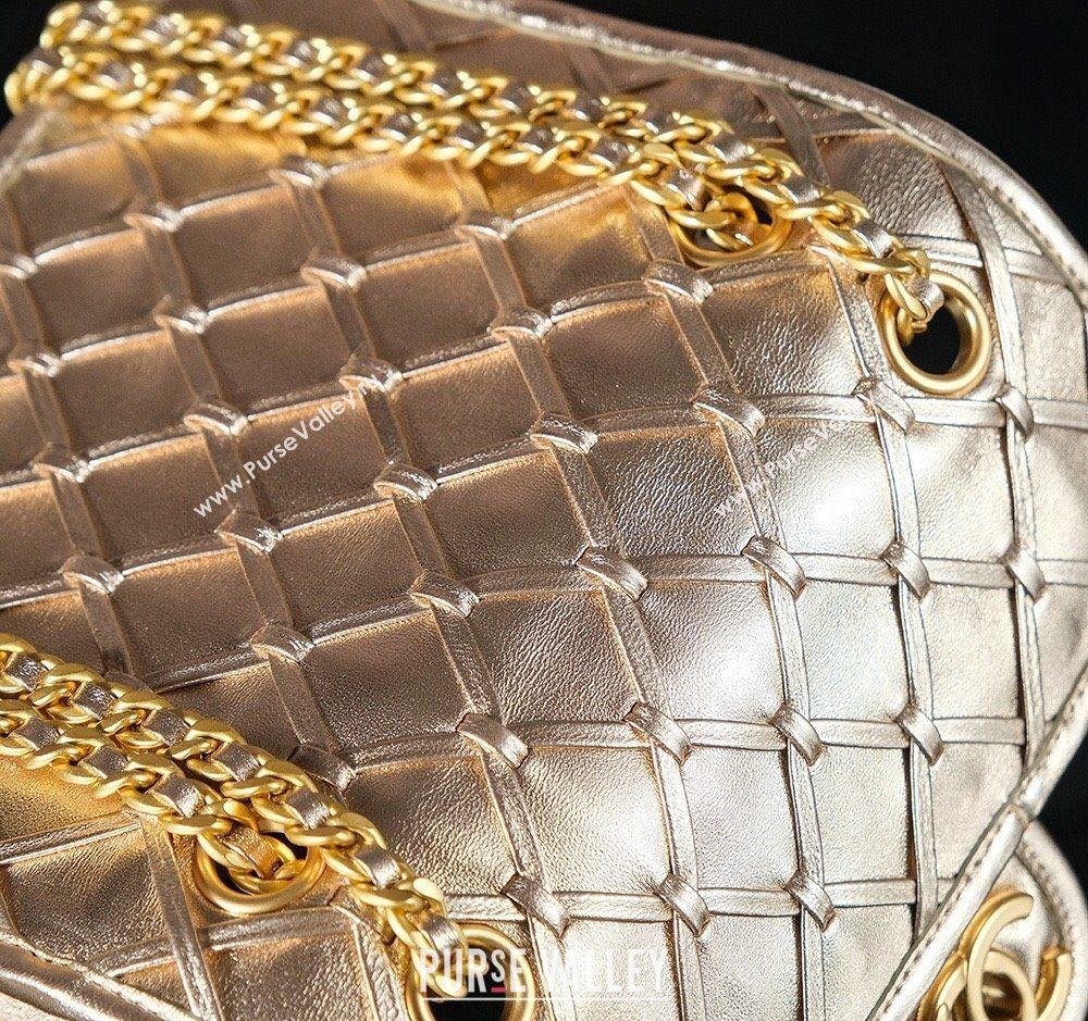 Chanel Metallized Braided Calfskin Mini Flap Bag AS4797 Gold 2025 (yezi-250526007)
