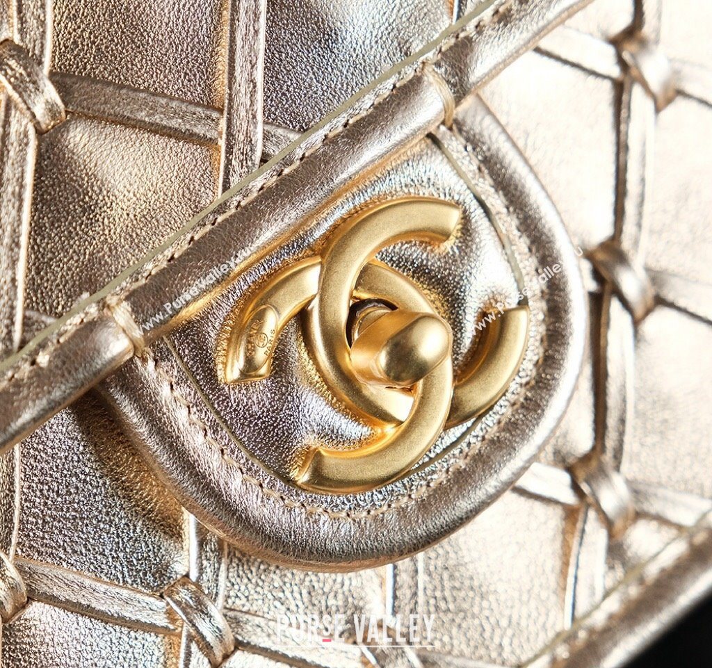 Chanel Metallized Braided Calfskin Mini Flap Bag AS4797 Gold 2025 (yezi-250526007)