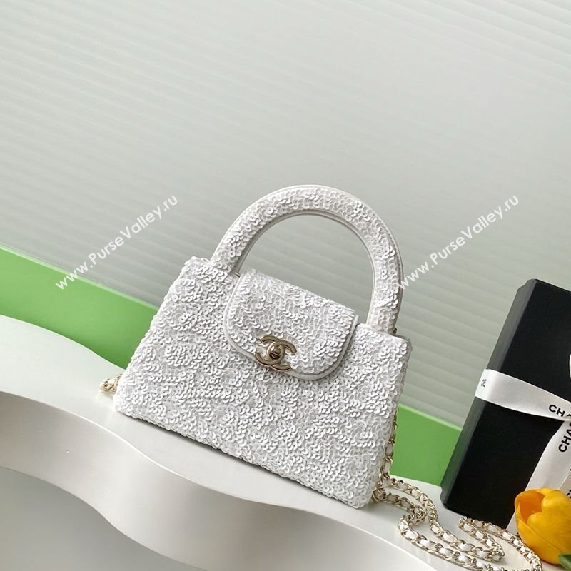 Chanel Sequins Mini Shopping Bag AS4416 White 2025 (yezi-250526094)