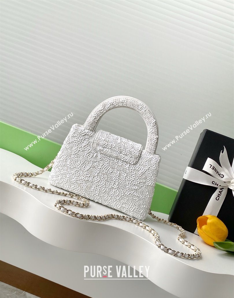 Chanel Sequins Mini Shopping Bag AS4416 White 2025 (yezi-250526094)