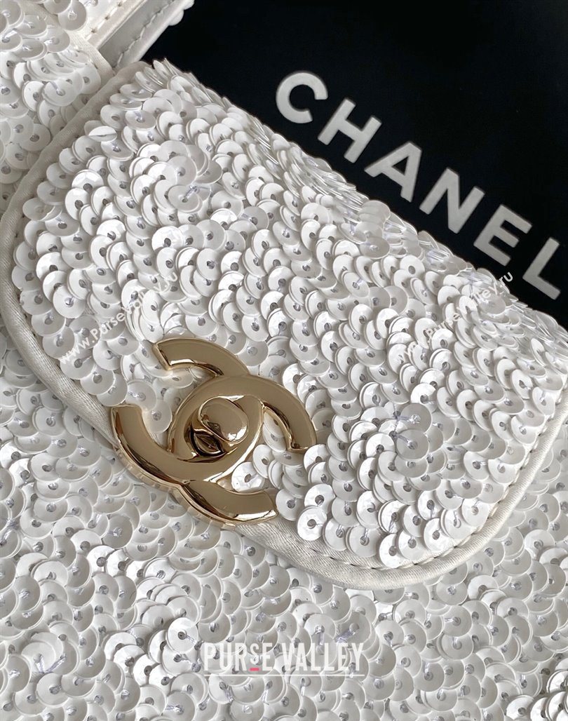 Chanel Sequins Mini Shopping Bag AS4416 White 2025 (yezi-250526094)
