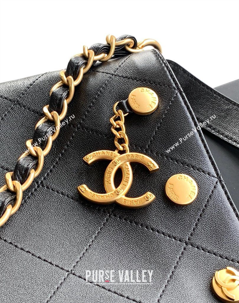 Chanel Large Bucket Bag in Shiny Lambskin AS5406 Black/Gold 2025 (yezi-250526092)