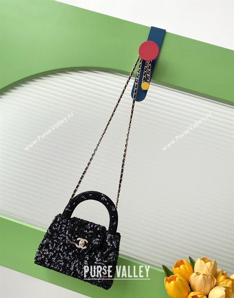 Chanel Sequins Mini Shopping Bag AS4416 Black 2025 (yezi-250526095)