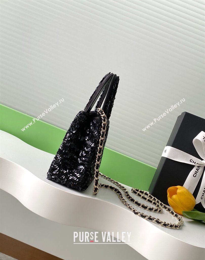 Chanel Sequins Mini Shopping Bag AS4416 Black 2025 (yezi-250526095)