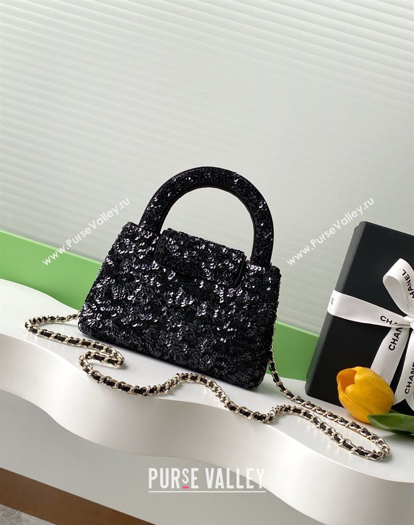 Chanel Sequins Mini Shopping Bag AS4416 Black 2025 (yezi-250526095)