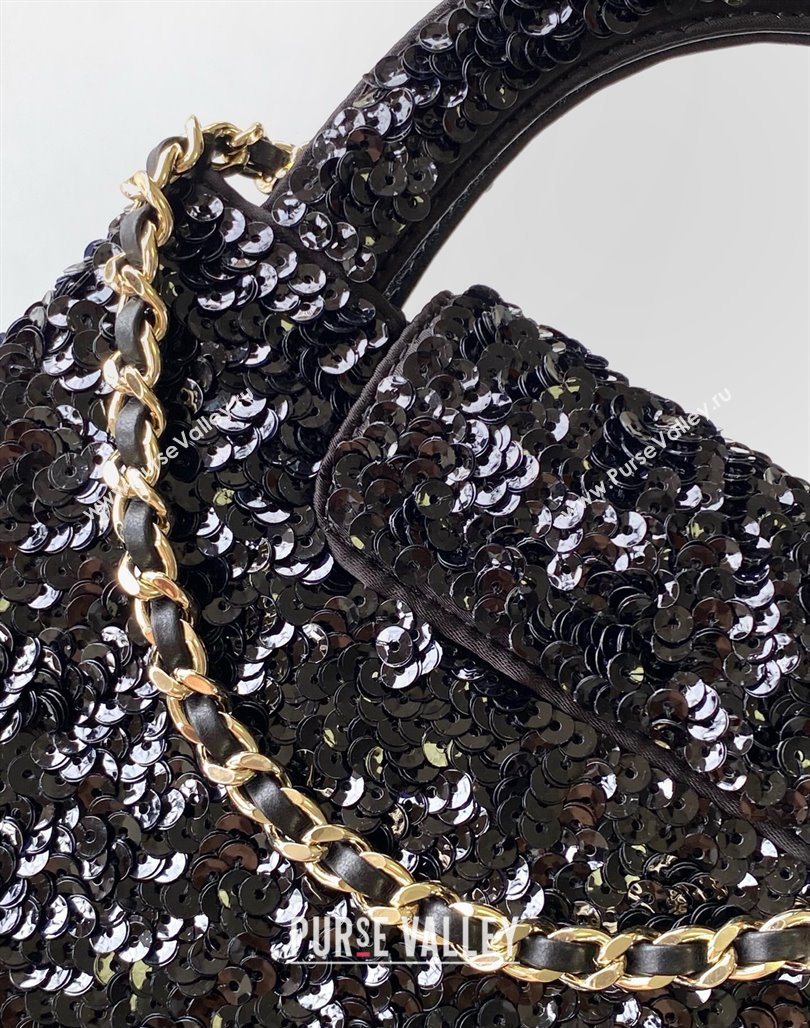 Chanel Sequins Mini Shopping Bag AS4416 Black 2025 (yezi-250526095)