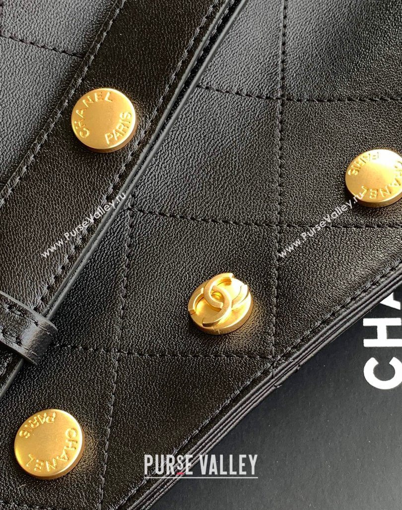 Chanel Large Bucket Bag in Shiny Lambskin AS5406 Black/Gold 2025 (yezi-250526092)