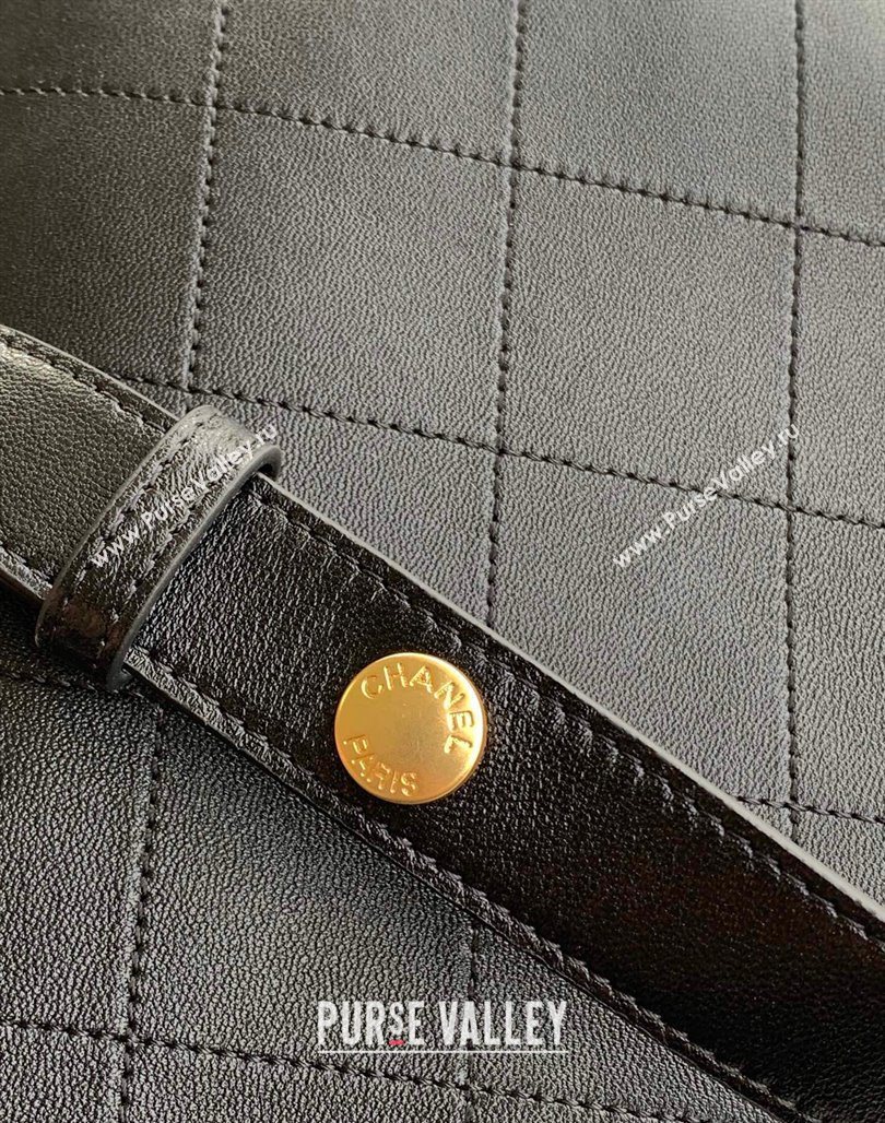 Chanel Large Bucket Bag in Shiny Lambskin AS5406 Black/Gold 2025 (yezi-250526092)