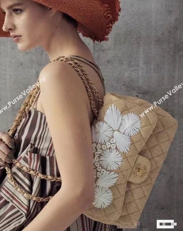 Chanel Vintage Embroidered Linen Flap Bag Beige 2025 CH052679 (yezi-250526079)