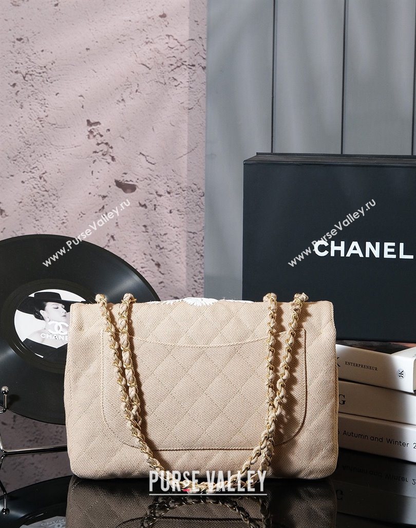 Chanel Vintage Embroidered Linen Flap Bag Beige 2025 CH052679 (yezi-250526079)
