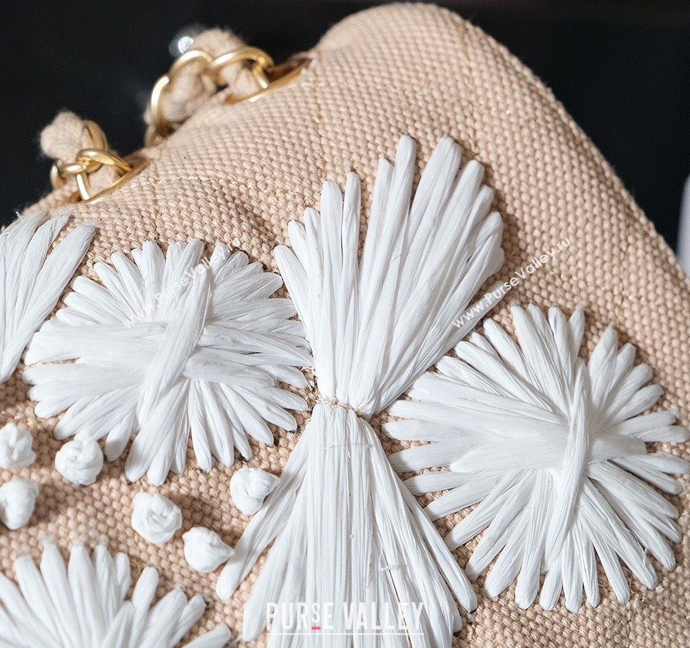 Chanel Vintage Embroidered Linen Flap Bag Beige 2025 CH052679 (yezi-250526079)