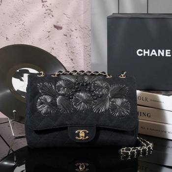 Chanel Vintage Embroidered Linen Flap Bag Black 2025 CH052679 (yezi-250526080)