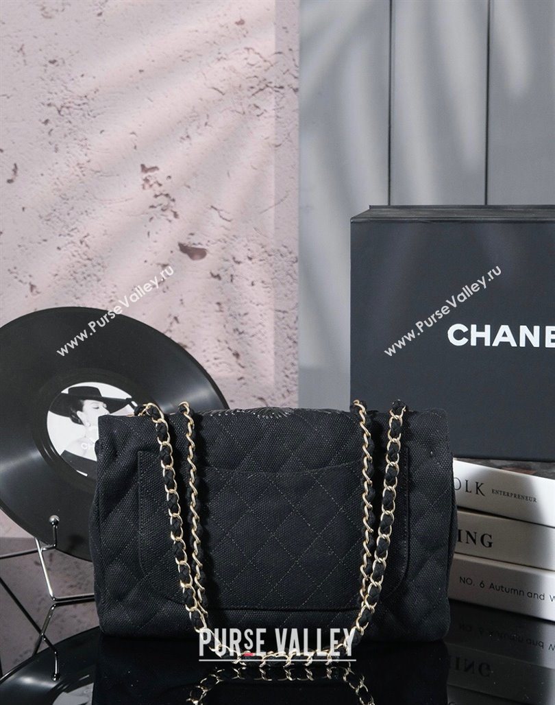 Chanel Vintage Embroidered Linen Flap Bag Black 2025 CH052679 (yezi-250526080)