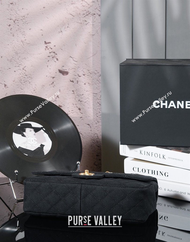 Chanel Vintage Embroidered Linen Flap Bag Black 2025 CH052679 (yezi-250526080)