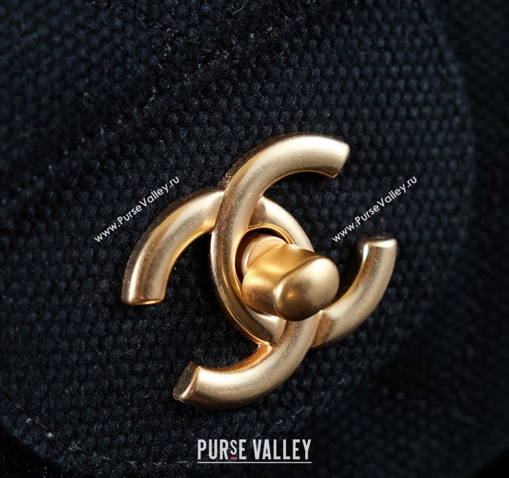 Chanel Vintage Embroidered Linen Flap Bag Black 2025 CH052679 (yezi-250526080)