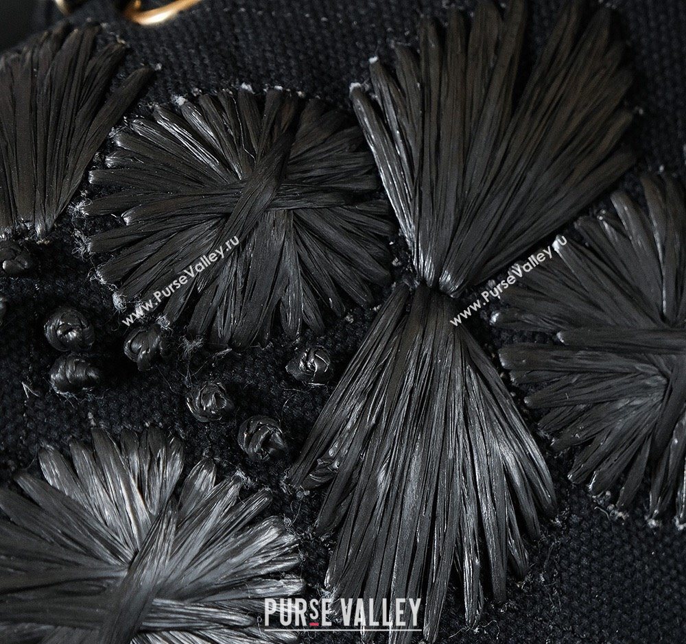 Chanel Vintage Embroidered Linen Flap Bag Black 2025 CH052679 (yezi-250526080)