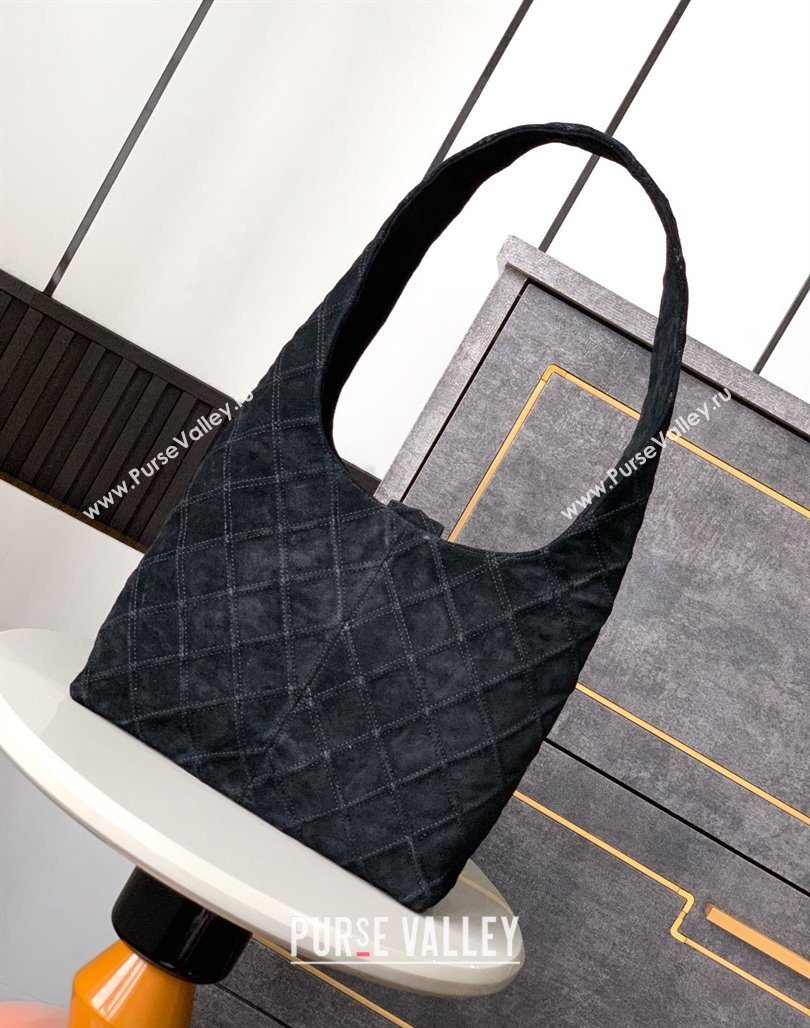 Chanel Vintage Quilted Suede Hobo Bag Black 2025 CH052681 (yezi-250526081)