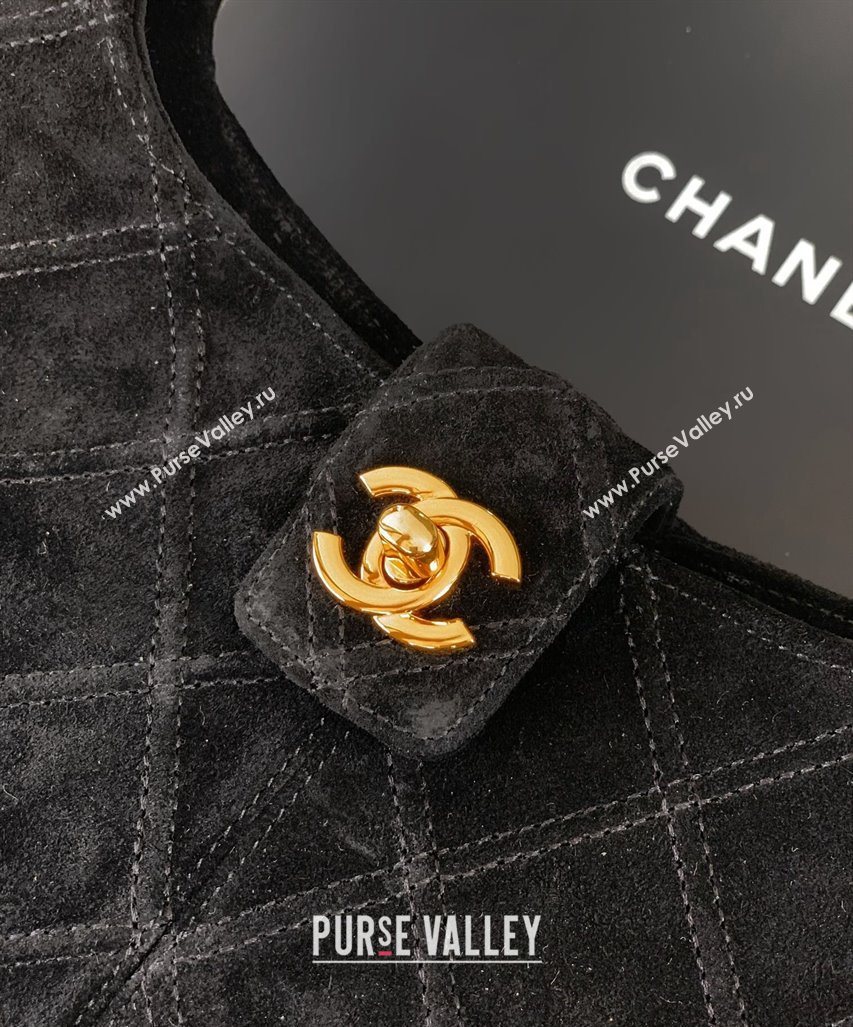 Chanel Vintage Quilted Suede Hobo Bag Black 2025 CH052681 (yezi-250526081)