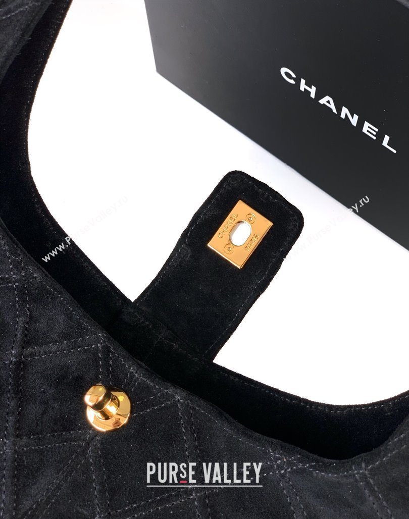 Chanel Vintage Quilted Suede Hobo Bag Black 2025 CH052681 (yezi-250526081)