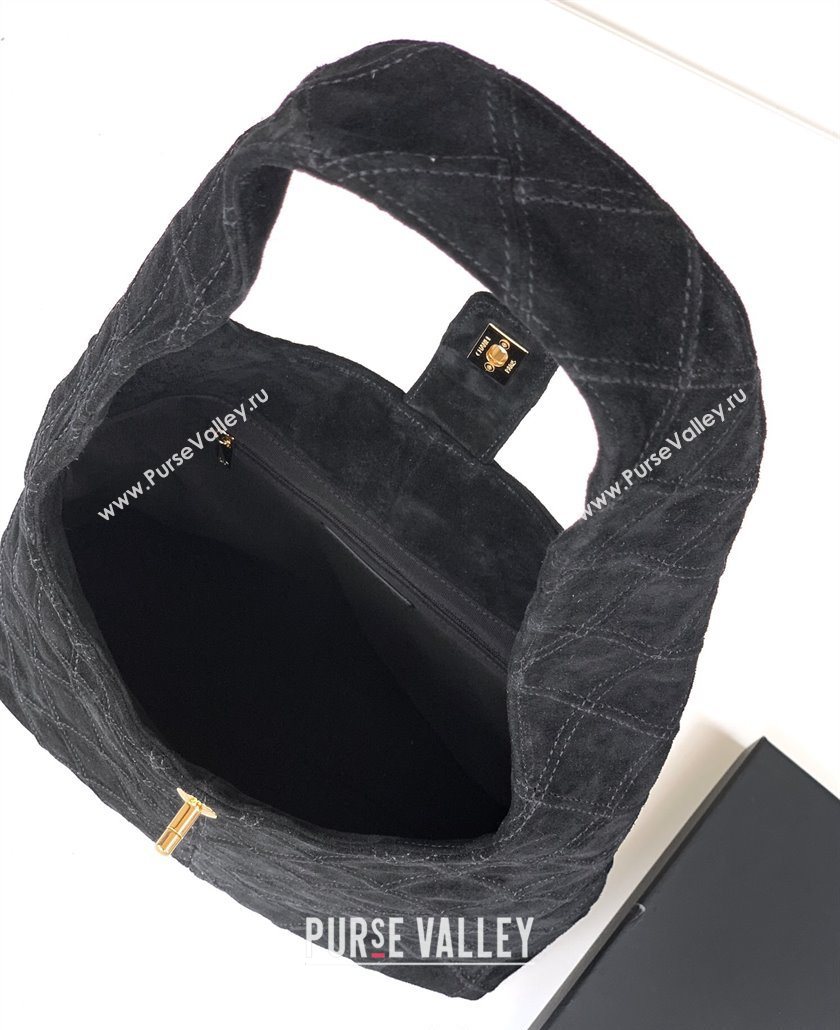 Chanel Vintage Quilted Suede Hobo Bag Black 2025 CH052681 (yezi-250526081)