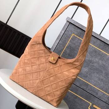 Chanel Vintage Quilted Suede Hobo Bag Brown 2025 CH052681 (yezi-250526082)