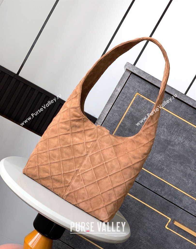 Chanel Vintage Quilted Suede Hobo Bag Brown 2025 CH052681 (yezi-250526082)