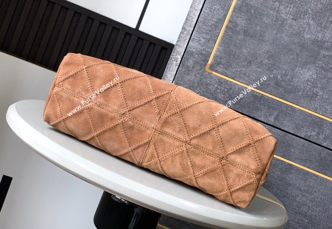 Chanel Vintage Quilted Suede Hobo Bag Brown 2025 CH052681 (yezi-250526082)