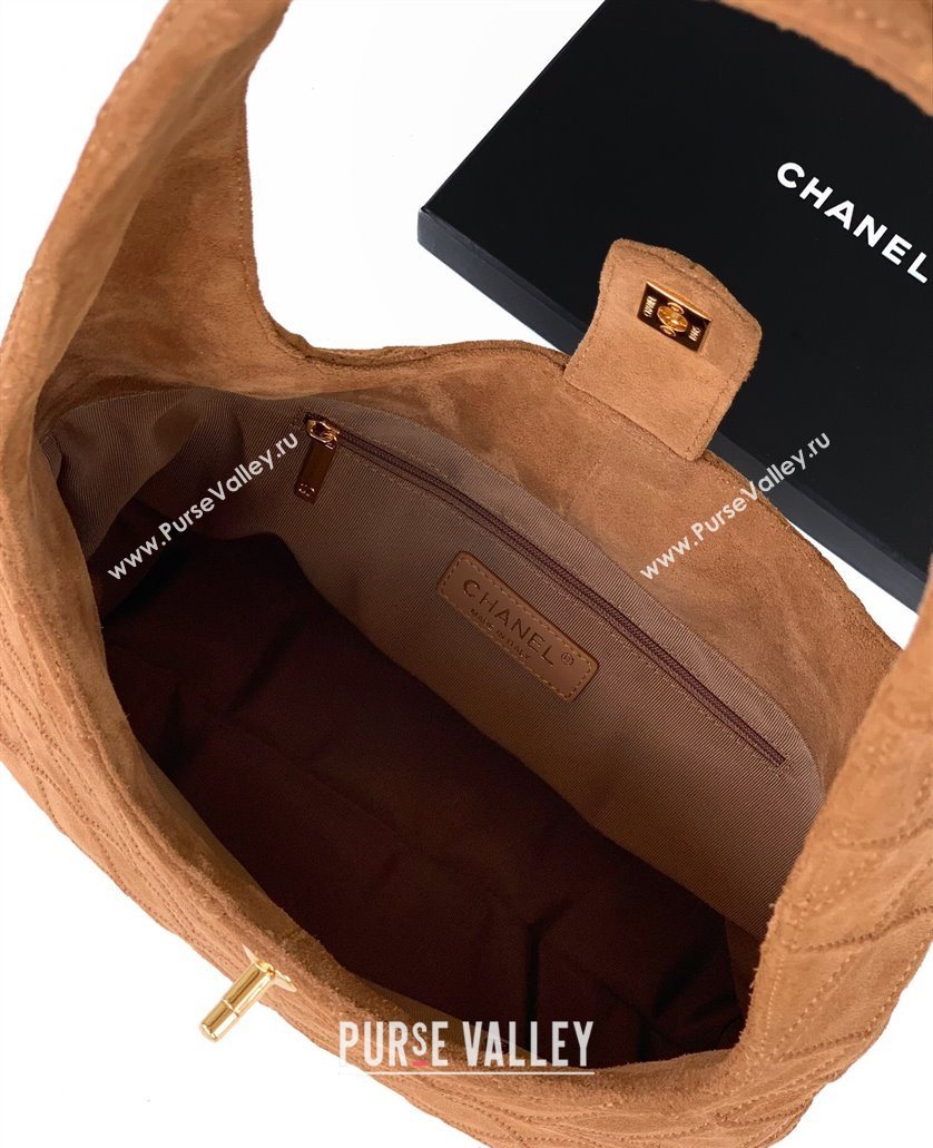 Chanel Vintage Quilted Suede Hobo Bag Brown 2025 CH052681 (yezi-250526082)