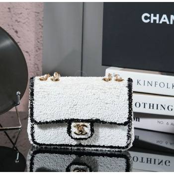 Chanel Sequins Mini Classic Flap Bag White 2025 A69900 0526 (yezi-250526083)