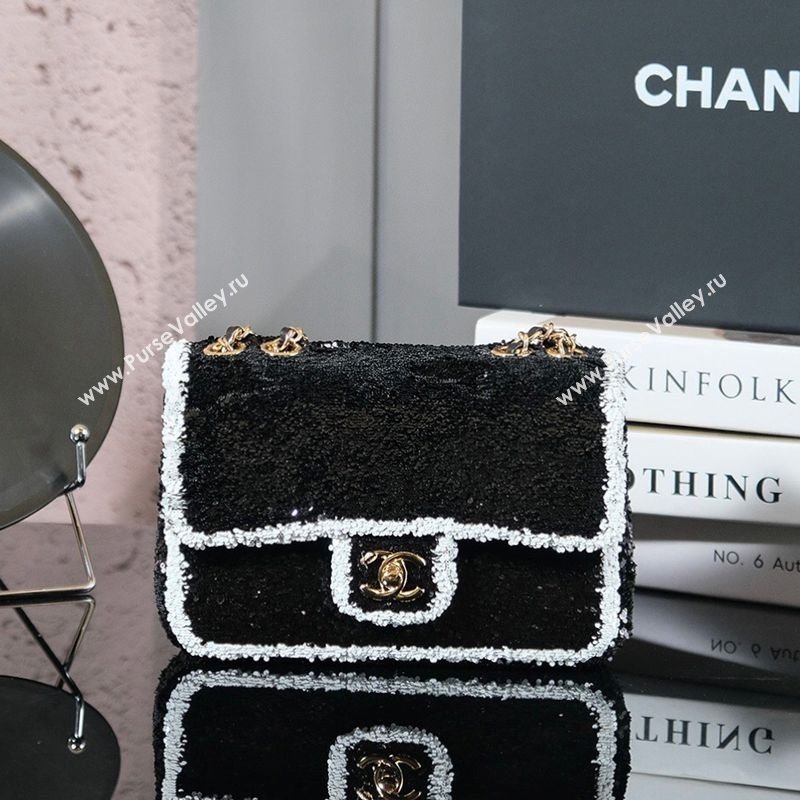 Chanel Sequins Mini Classic Flap Bag Black 2025 A69900 0526 (yezi-250526084)