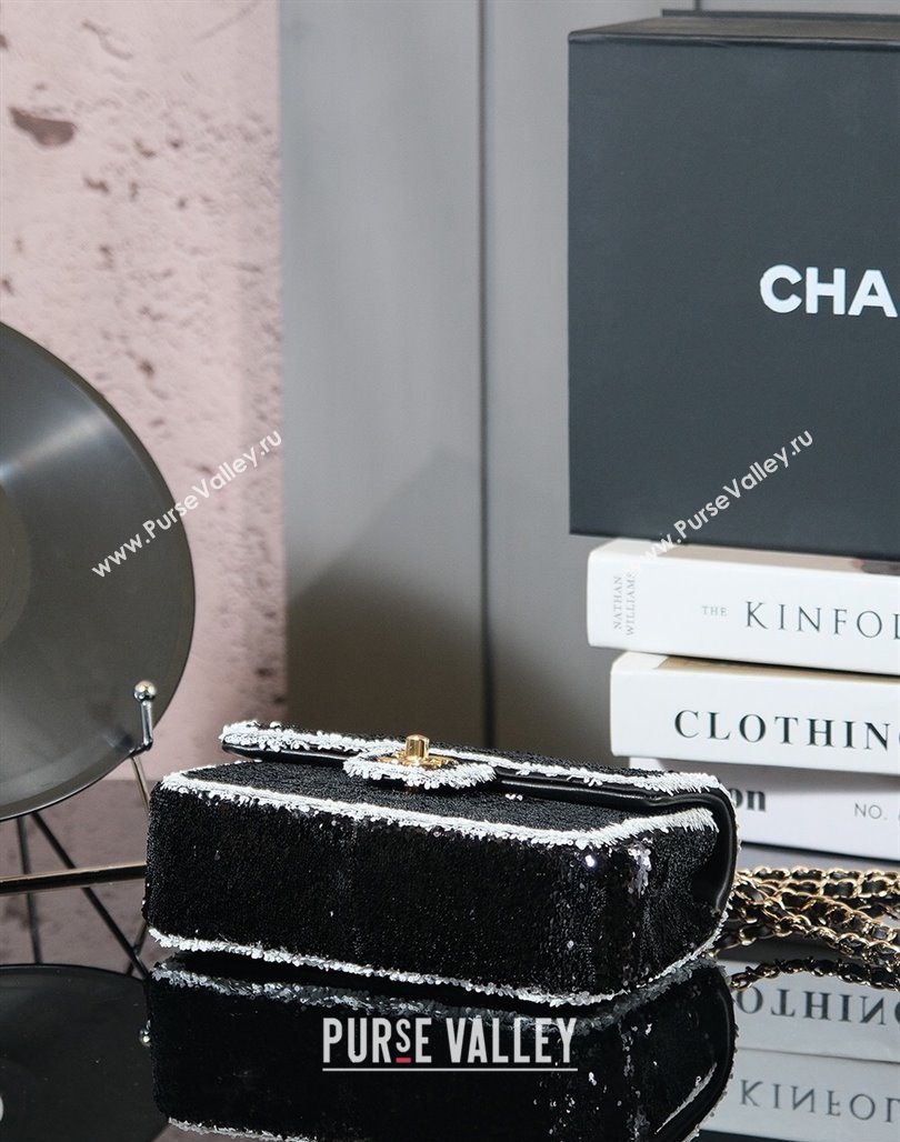 Chanel Sequins Mini Classic Flap Bag Black 2025 A69900 0526 (yezi-250526084)