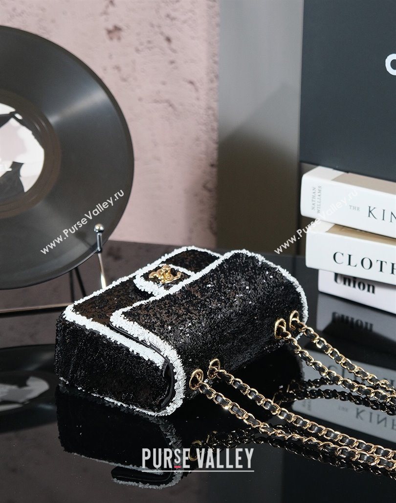 Chanel Sequins Mini Classic Flap Bag Black 2025 A69900 0526 (yezi-250526084)