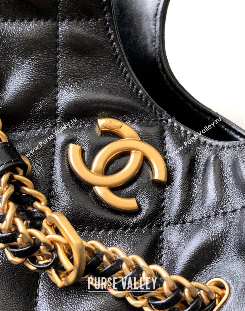 Chanel Quilted Lambskin Hobo Bag with Chain Buckle Black 2025 AS5411 (yezi-250526091)