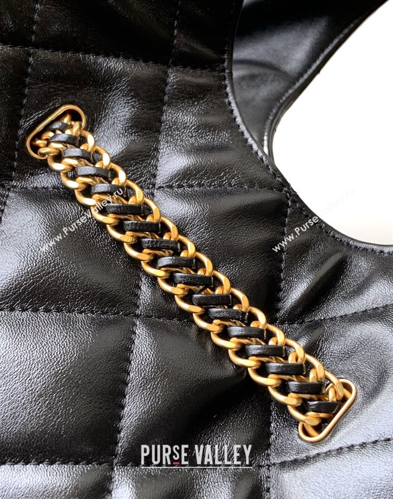 Chanel Quilted Lambskin Hobo Bag with Chain Buckle Black 2025 AS5411 (yezi-250526091)