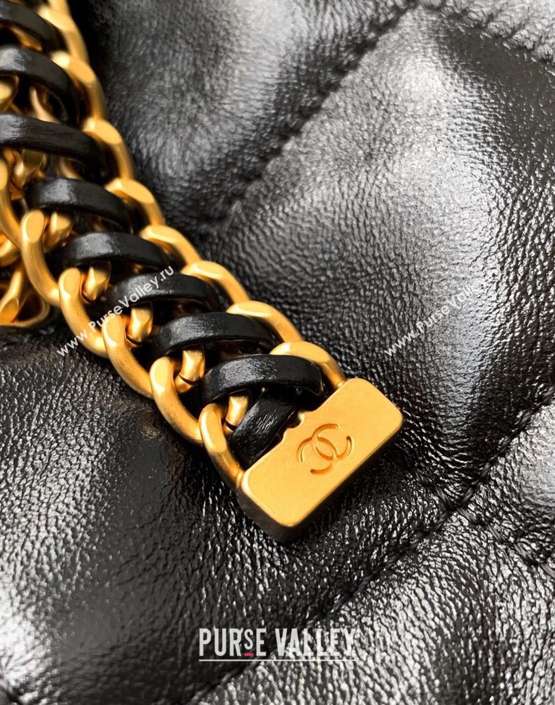 Chanel Quilted Lambskin Hobo Bag with Chain Buckle Black 2025 AS5411 (yezi-250526091)