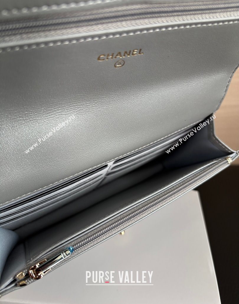 Chanel Pearly Lambskin on Chain with Logo Charm Grey 2025 AP4537 (yezi-250526027)