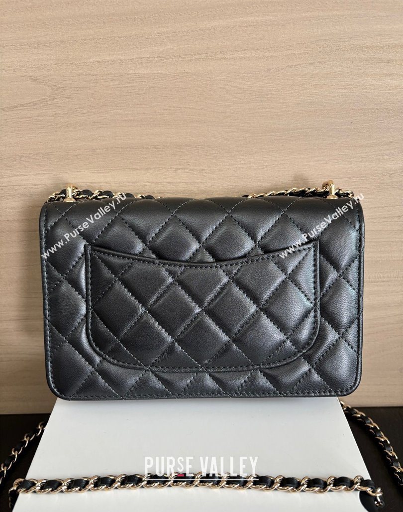 Chanel Pearly Lambskin on Chain with Logo Charm Black 2025 AP4537 (yezi-250526030)