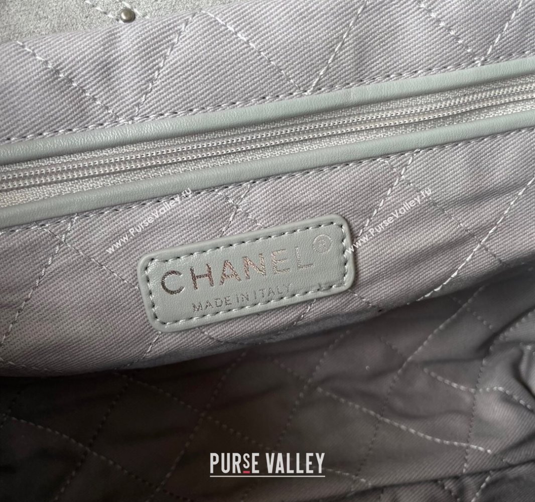Chanel 22 Suede Small Shopping Bag with Studs AS3260 Grey 2025 (yezi-250526031)